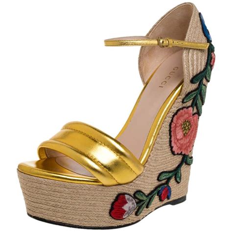 gucci gold wedges|wedge gucci sandals women.